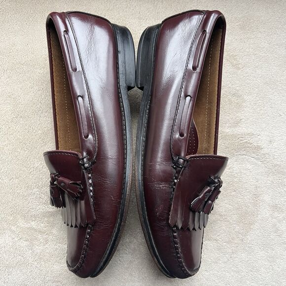 GH Bass & Co. Weejuns Layton Burgundy Leather Tassle Loafers Men’s Size 11 D - Picture 6 of 16